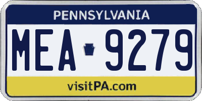 PA license plate MEA9279