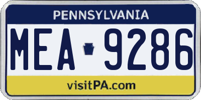 PA license plate MEA9286