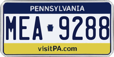 PA license plate MEA9288