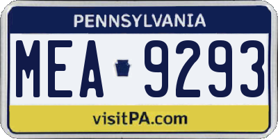 PA license plate MEA9293