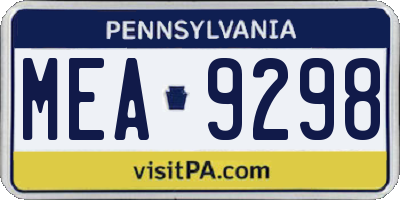 PA license plate MEA9298