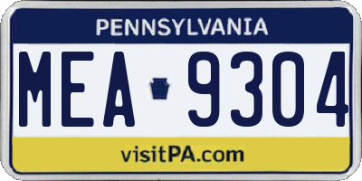 PA license plate MEA9304
