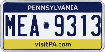 PA license plate MEA9313