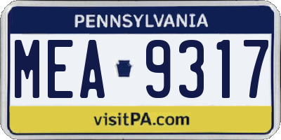 PA license plate MEA9317
