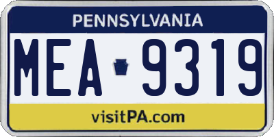PA license plate MEA9319