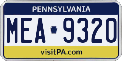 PA license plate MEA9320