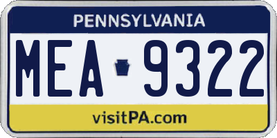 PA license plate MEA9322