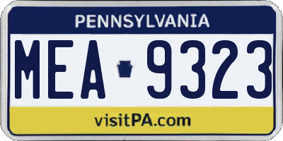 PA license plate MEA9323