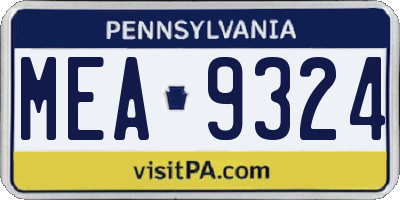 PA license plate MEA9324