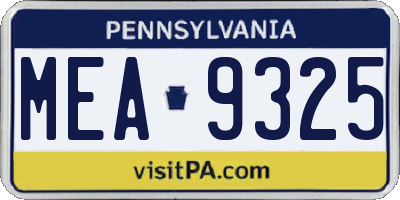 PA license plate MEA9325