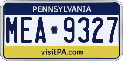 PA license plate MEA9327
