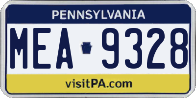 PA license plate MEA9328