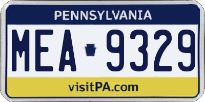 PA license plate MEA9329