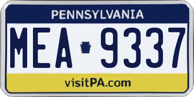 PA license plate MEA9337