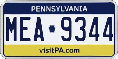 PA license plate MEA9344