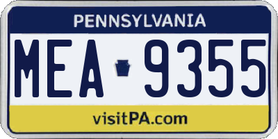 PA license plate MEA9355