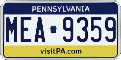 PA license plate MEA9359