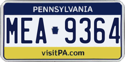 PA license plate MEA9364