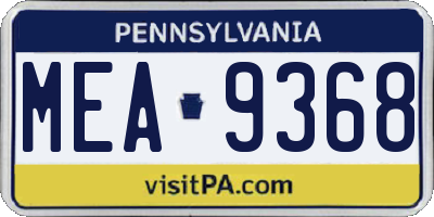 PA license plate MEA9368