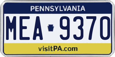 PA license plate MEA9370