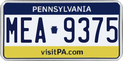 PA license plate MEA9375