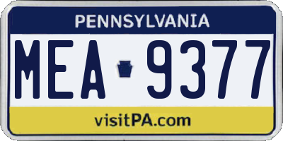 PA license plate MEA9377