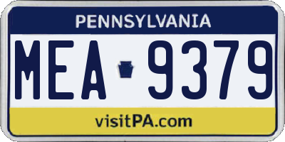 PA license plate MEA9379