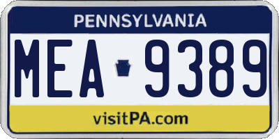 PA license plate MEA9389