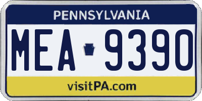 PA license plate MEA9390