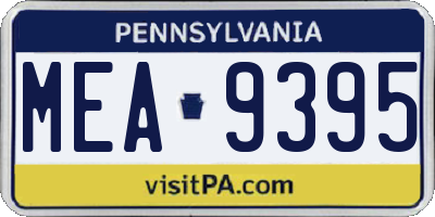 PA license plate MEA9395