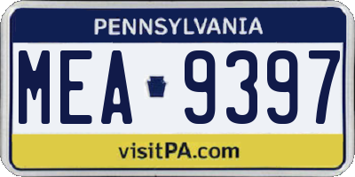 PA license plate MEA9397