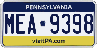 PA license plate MEA9398