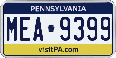 PA license plate MEA9399