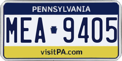 PA license plate MEA9405
