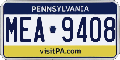 PA license plate MEA9408
