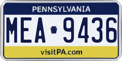 PA license plate MEA9436