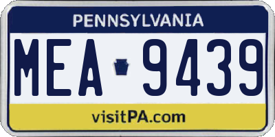 PA license plate MEA9439