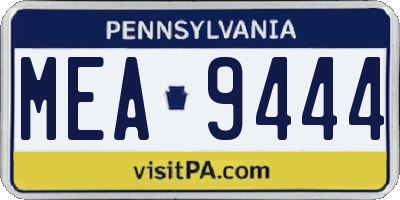 PA license plate MEA9444