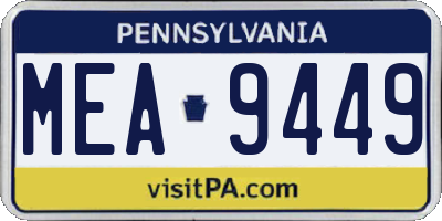 PA license plate MEA9449