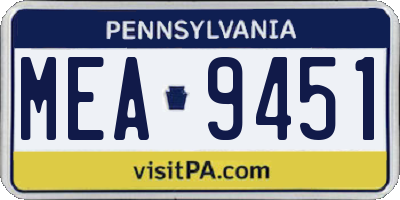PA license plate MEA9451