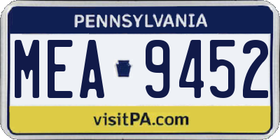 PA license plate MEA9452