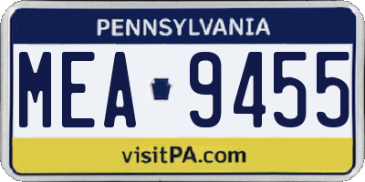 PA license plate MEA9455