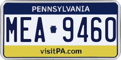 PA license plate MEA9460