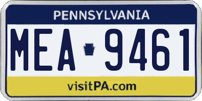 PA license plate MEA9461