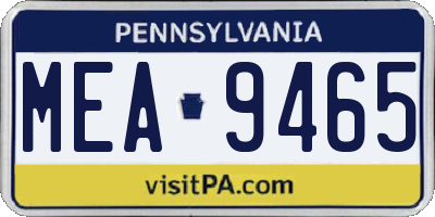 PA license plate MEA9465