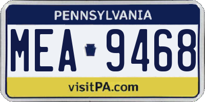 PA license plate MEA9468