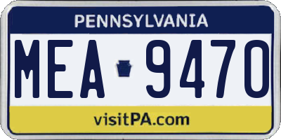PA license plate MEA9470