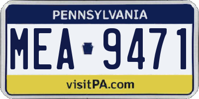 PA license plate MEA9471
