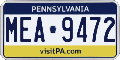PA license plate MEA9472