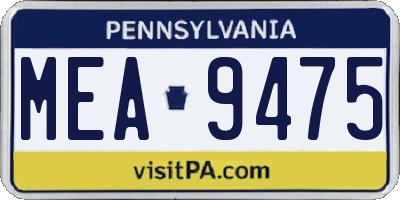 PA license plate MEA9475